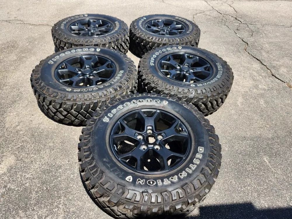 OEM Jeep Wrangler 17” Wheels & All-Terrain Tires – Set of 5